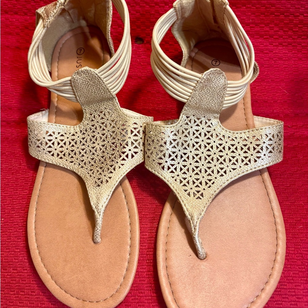 Just Be Metallic Gold Sandals